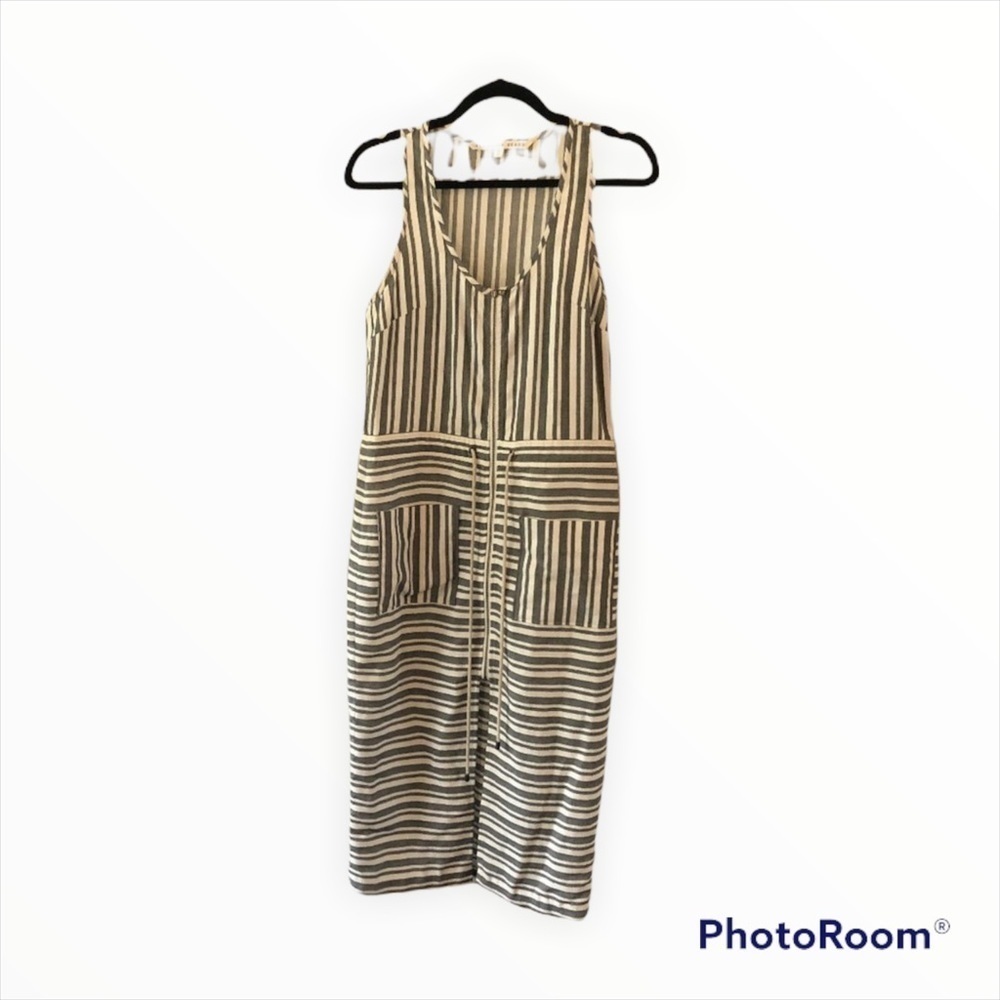 Veronica Beard Ivory Stripe Harbour Racerback Midi Dress Size 4 - Picture 8 of 10
